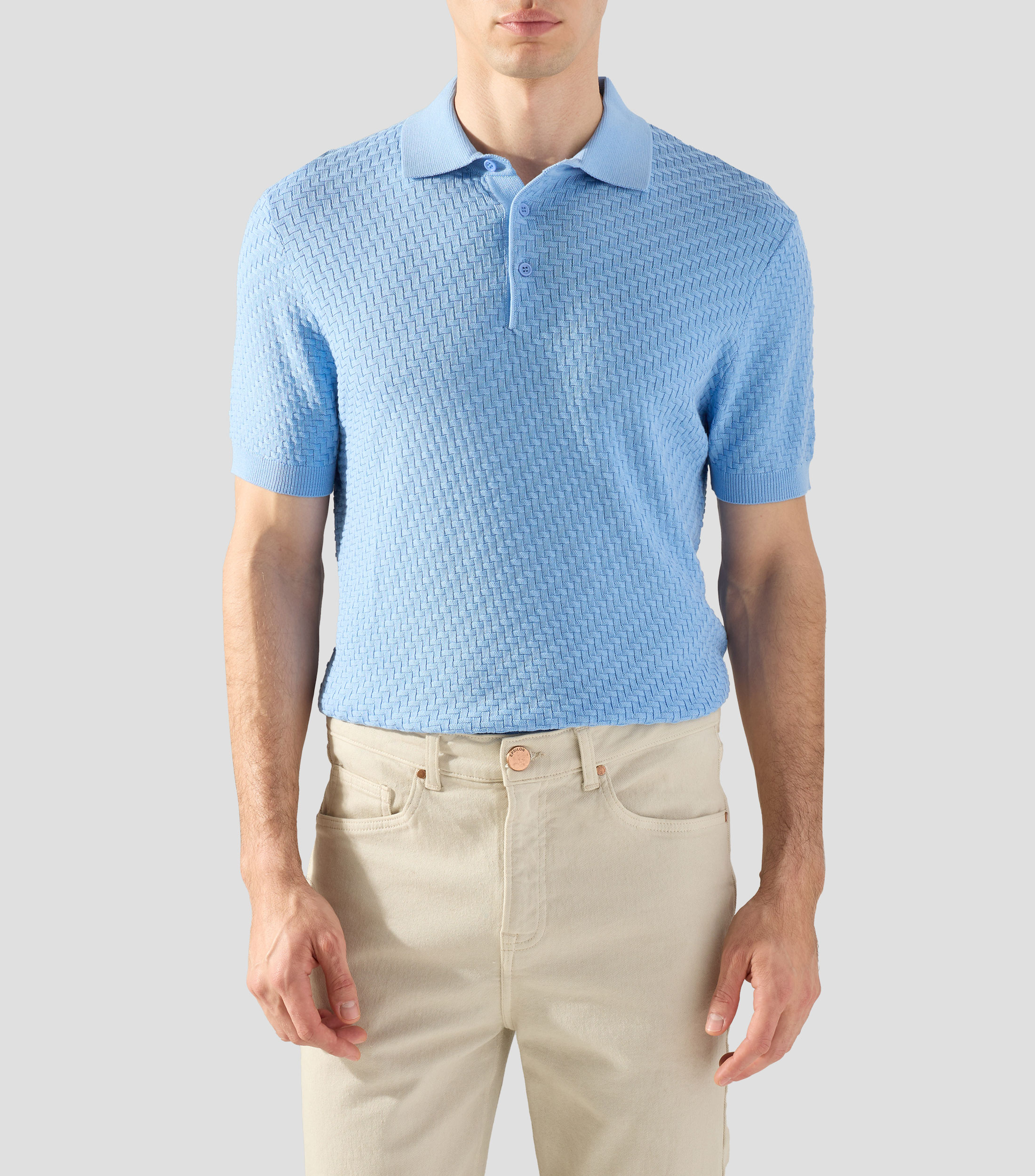 Playera tipo polo con manga corta lisa Hombre